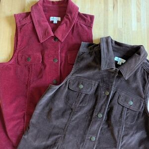 D&Co Chocolate & Burgundy corduroy Pair Of Vests size M & L Fall Vibes